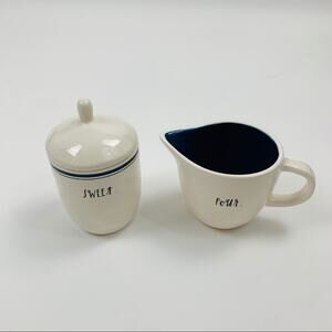 Rae Dunn Blue Lined “Sweet” & “Pour” Sugar Creamer Bundle Set